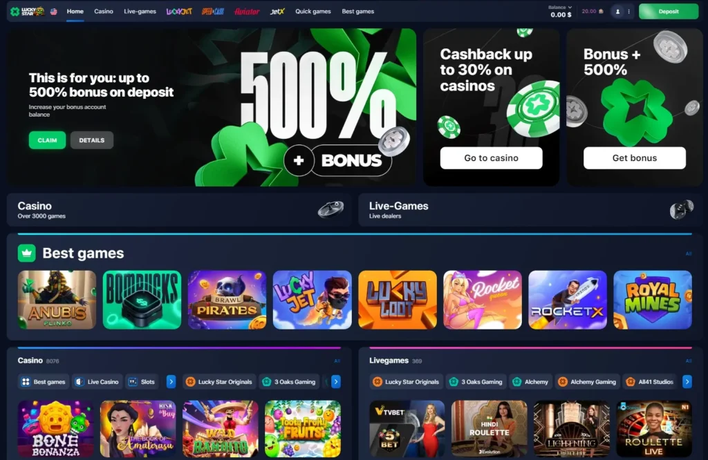 Features of LuckyStar Online Casino