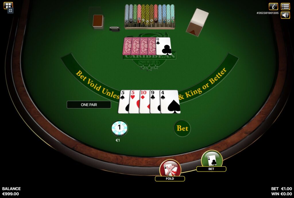 Playing Caribbean stud in LuckyStar Online Casino