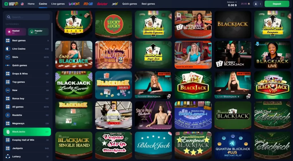 Live Blackjack in LuckyStar Online Casino